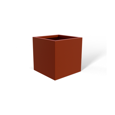Monaco cube fiberglass planter in Matte Terra Cotta