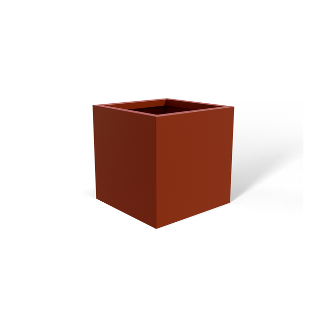Monaco cube fiberglass planter in Matte Terra Cotta