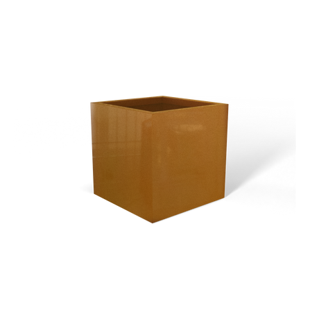 Monaco cube fiberglass planter in Metallic Bronze