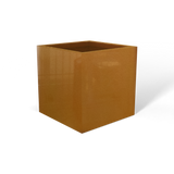Monaco cube fiberglass planter in Metallic Bronze, 7 × 7 × 7 in, studio render