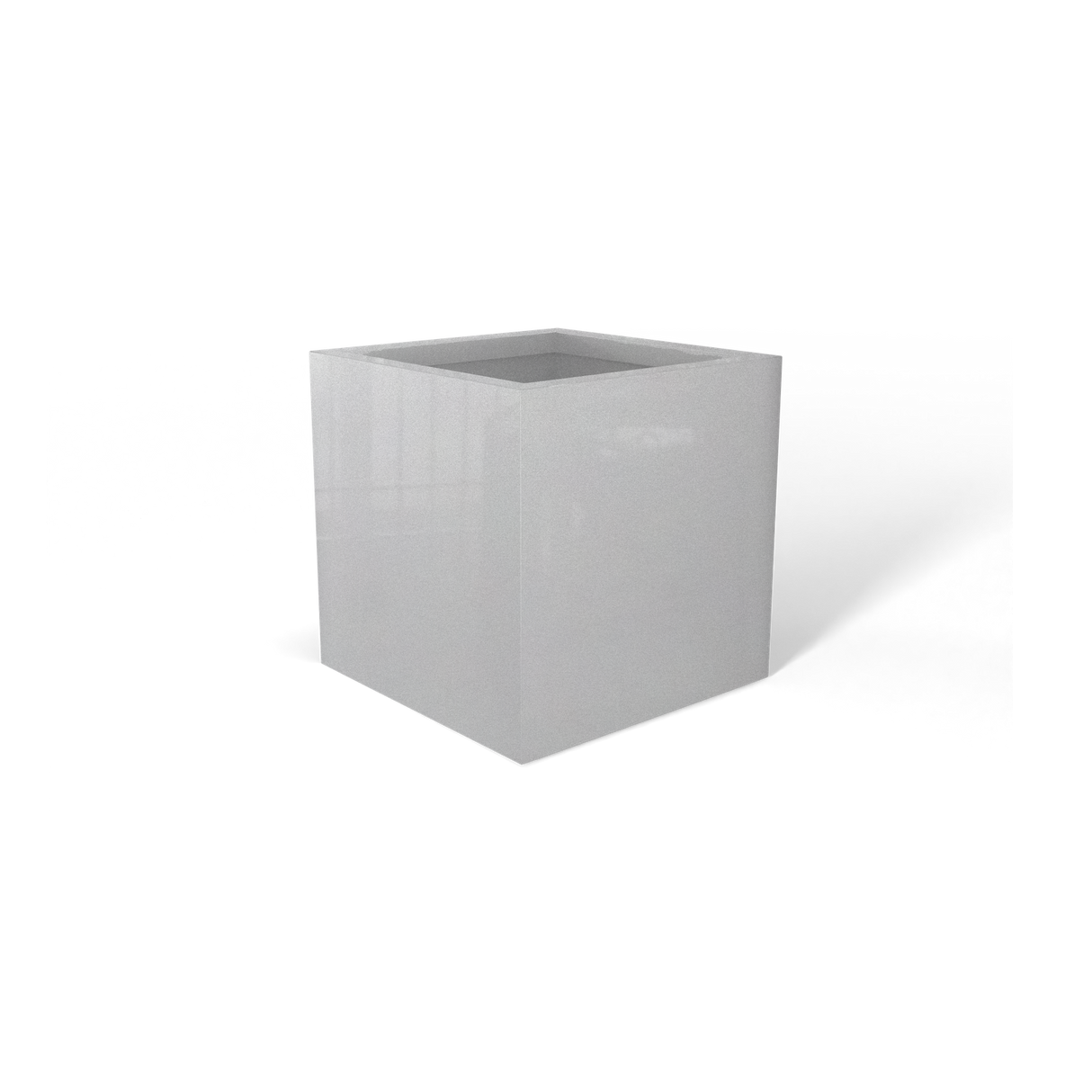 Monaco cube fiberglass planter in Metallic Silver