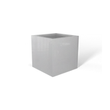 Monaco cube fiberglass planter in Metallic Silver