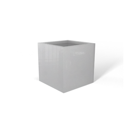 Monaco cube fiberglass planter in Metallic Silver