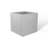 Monaco cube fiberglass planter in Metallic Silver, 7 × 7 × 7 in, studio render