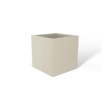 Monaco cube fiberglass planter in Satin Beige