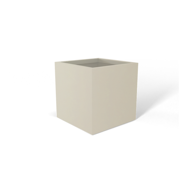 Monaco cube fiberglass planter in Satin Beige
