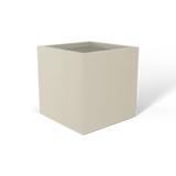 Monaco cube fiberglass planter in Satin Beige, 7 × 7 × 7 in, studio render