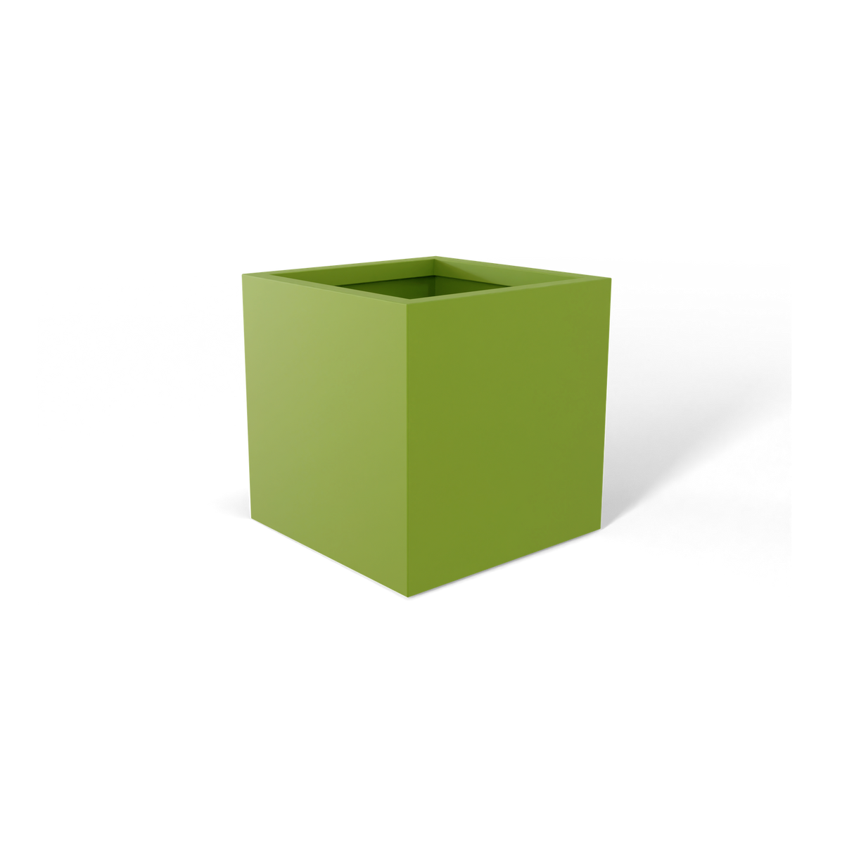 Monaco cube fiberglass planter in Satin Green