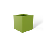 Monaco cube fiberglass planter in Satin Green