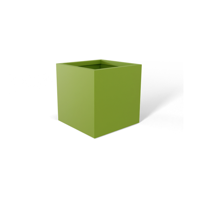 Monaco cube fiberglass planter in Satin Green