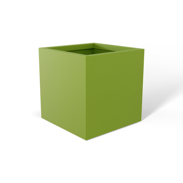 Monaco cube fiberglass planter in Satin Green, 7 × 7 × 7 in, studio render