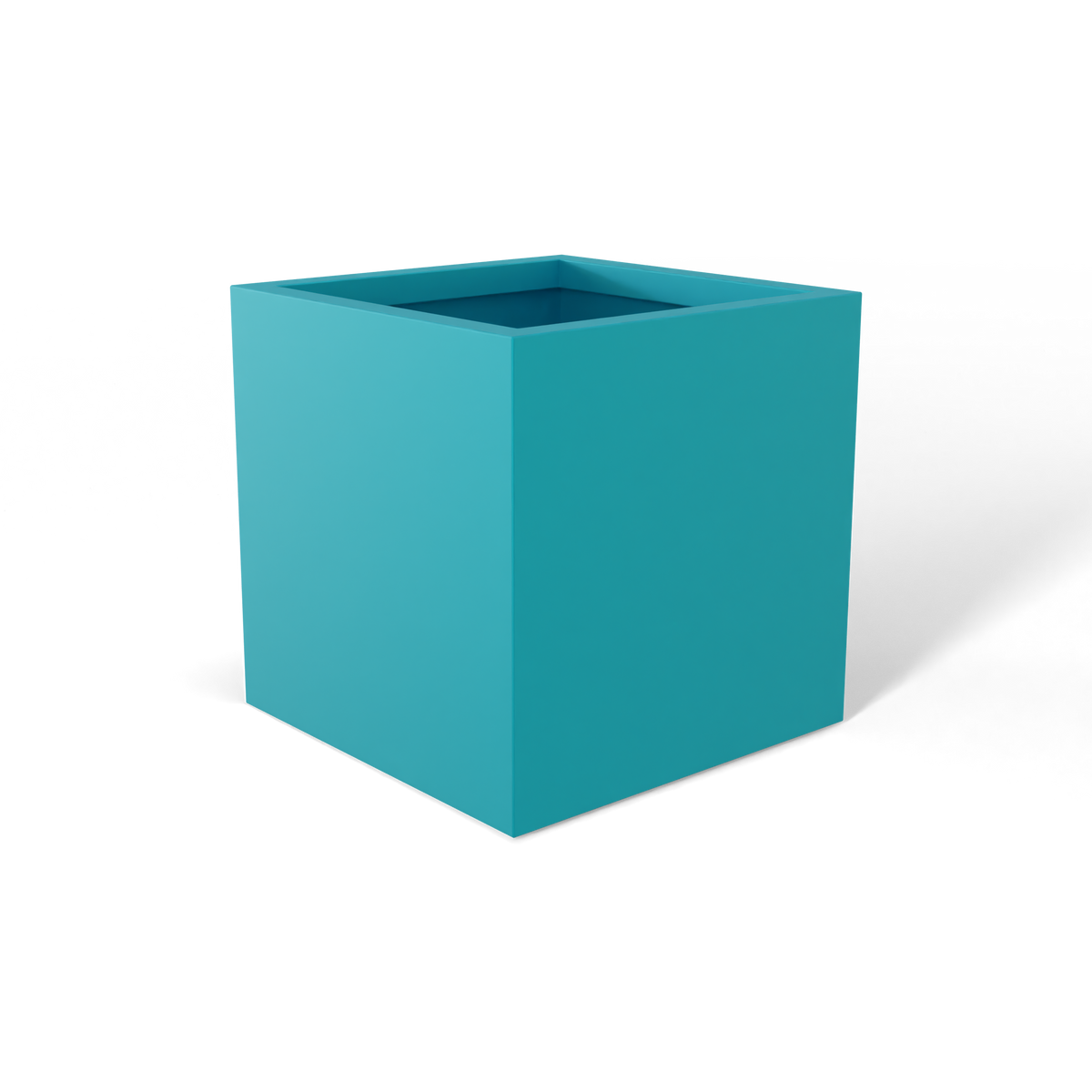 Monaco cube fiberglass planter in Satin Seafoam Green, 7 × 7 × 7 in, studio render