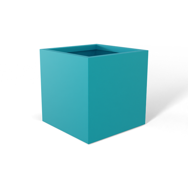 Monaco cube fiberglass planter in Satin Seafoam Green, 7 × 7 × 7 in, studio render
