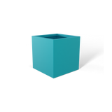 Monaco cube fiberglass planter in Satin Seafoam Green