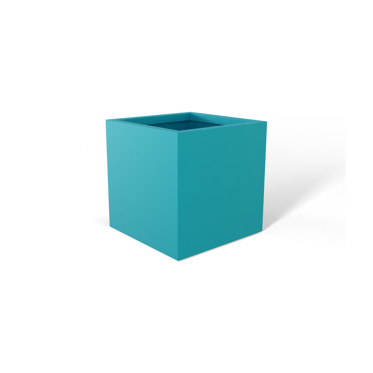 Monaco cube fiberglass planter in Satin Seafoam Green