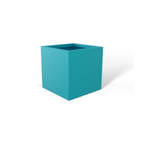 Monaco cube fiberglass planter in Satin Seafoam Green