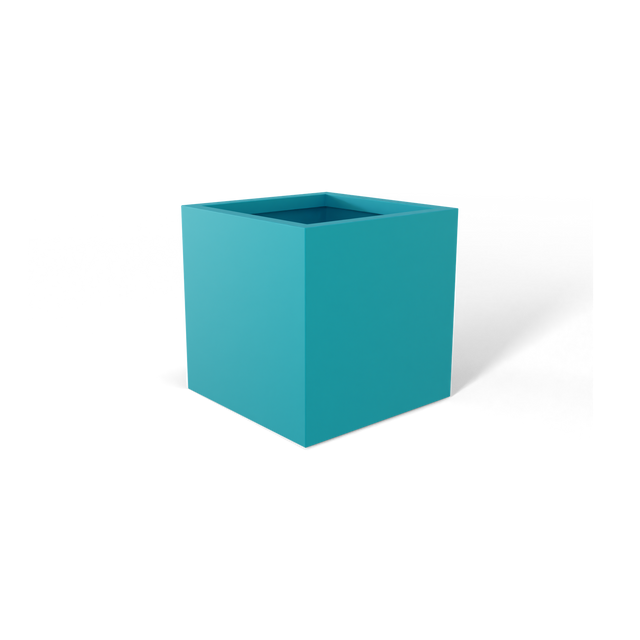 Monaco cube fiberglass planter in Satin Seafoam Green