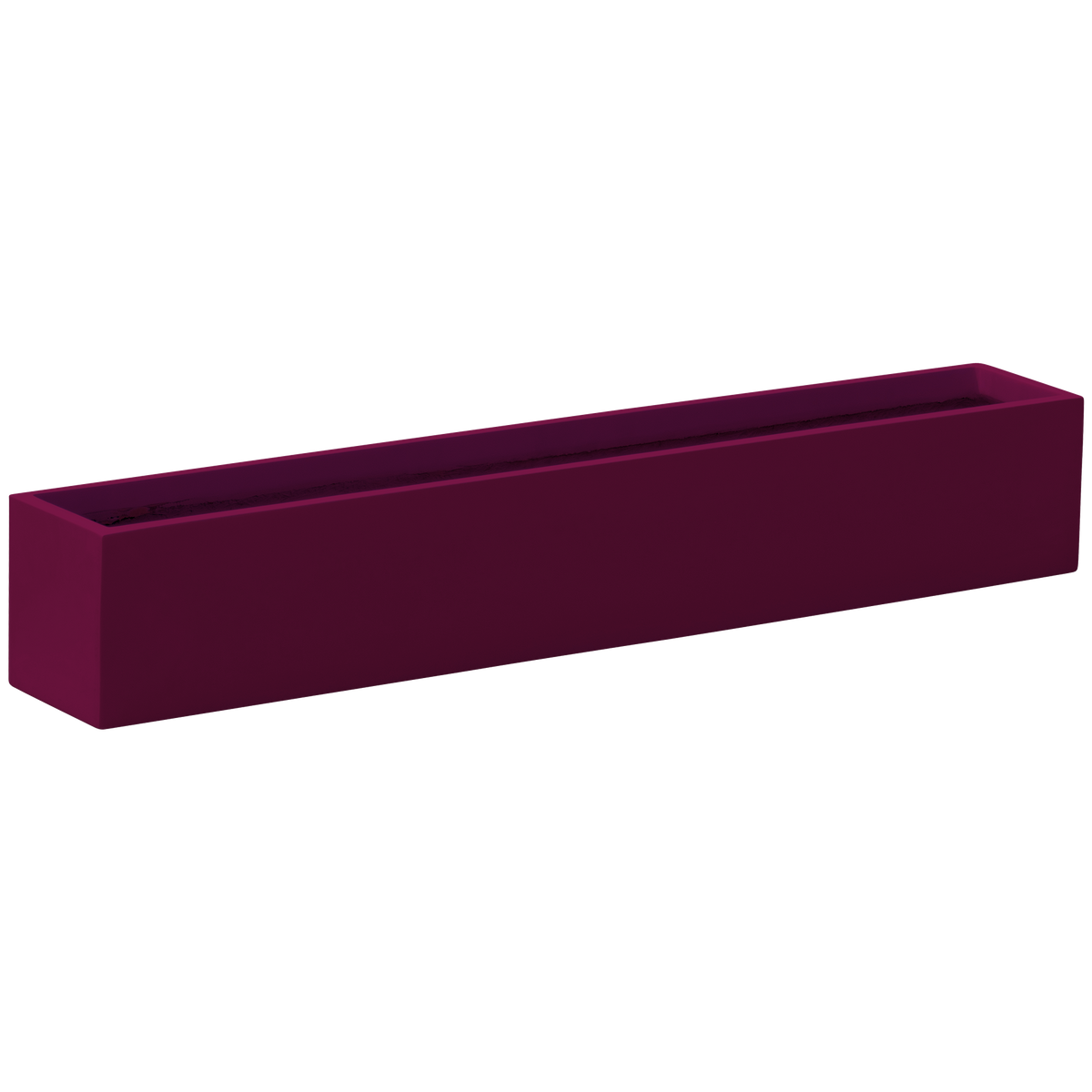 Monaco rectangle fiberglass planter in Gloss Eggplant, studio render