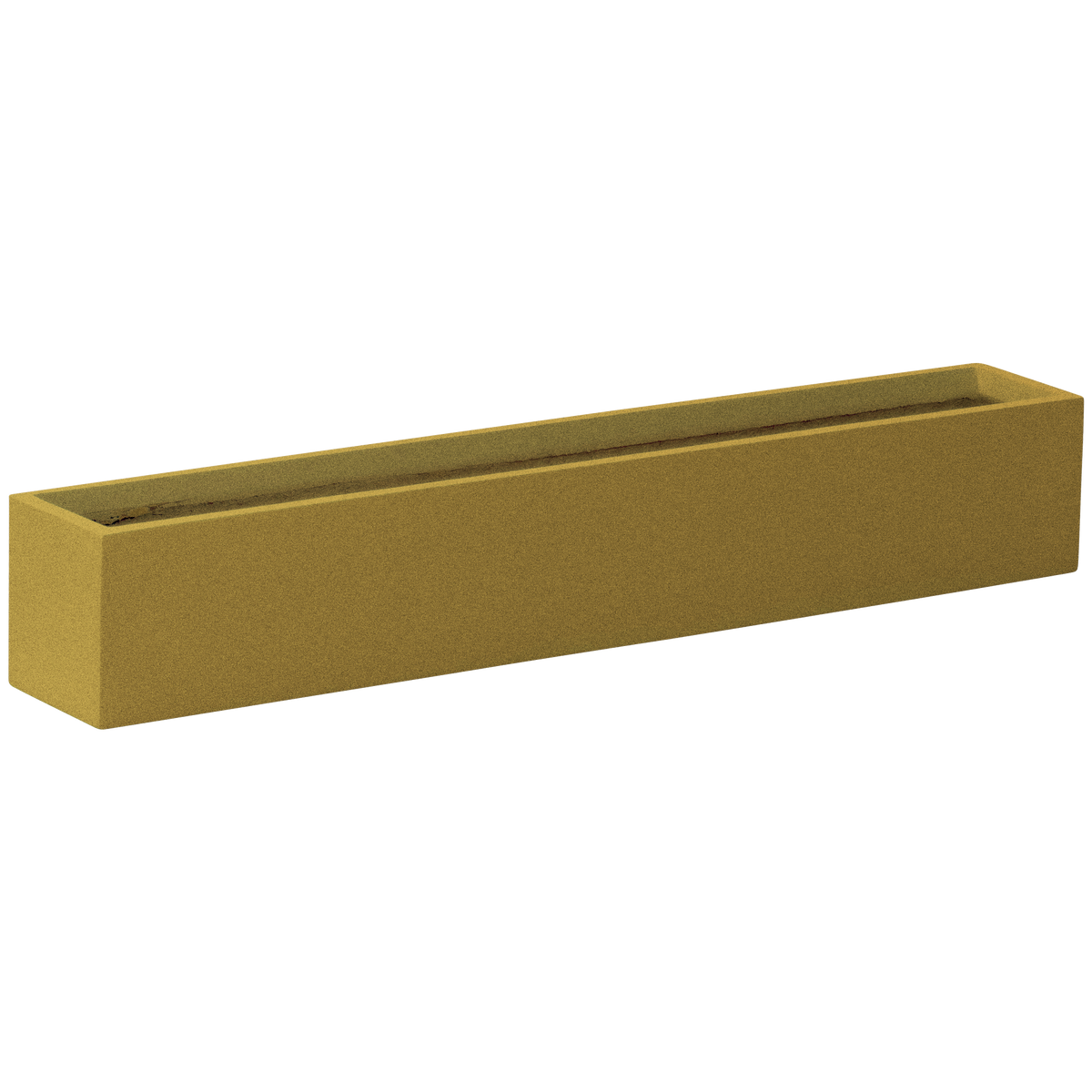 Monaco rectangle fiberglass planter in Gloss Metallic Gold, studio render