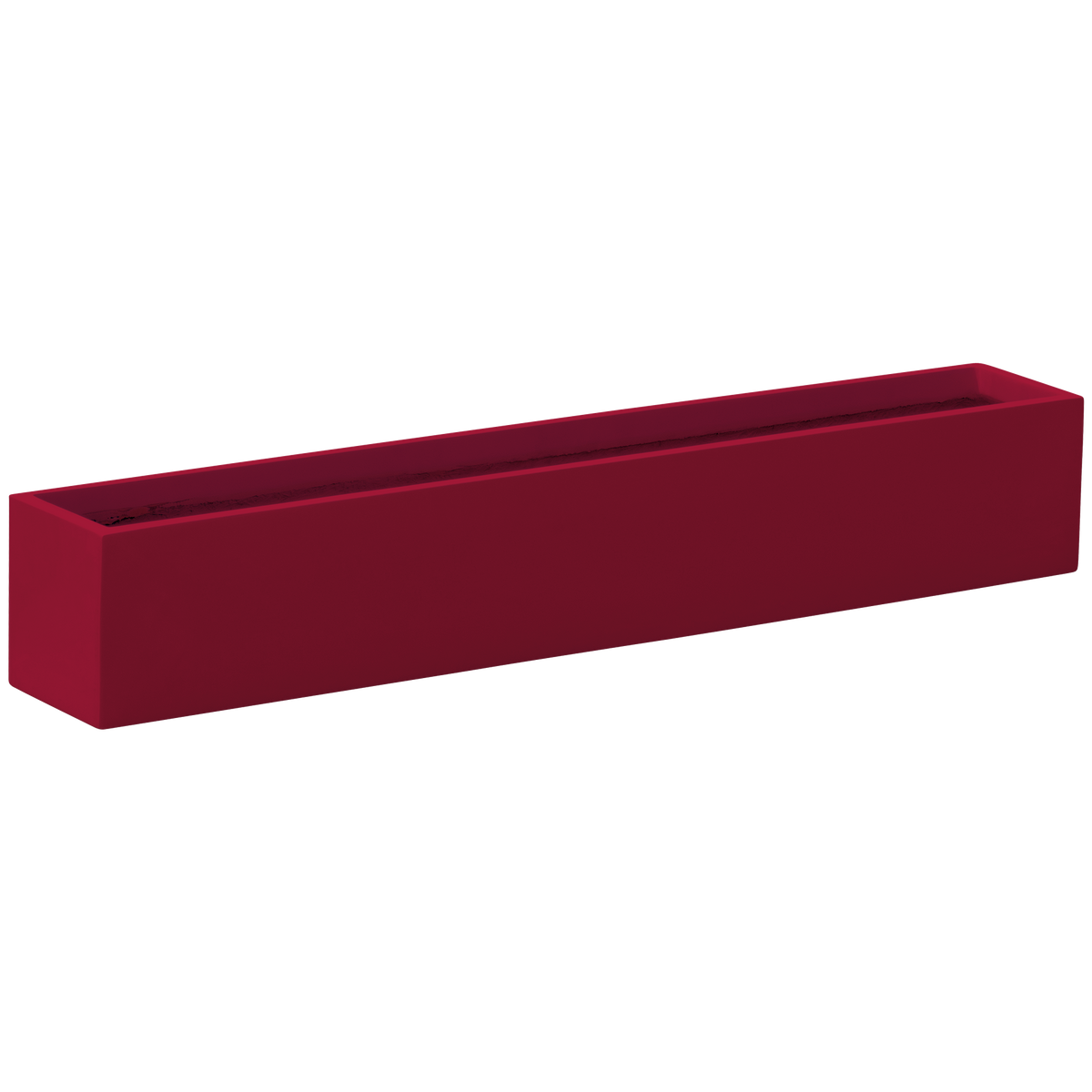 Monaco rectangle fiberglass planter in Gloss Red, studio render
