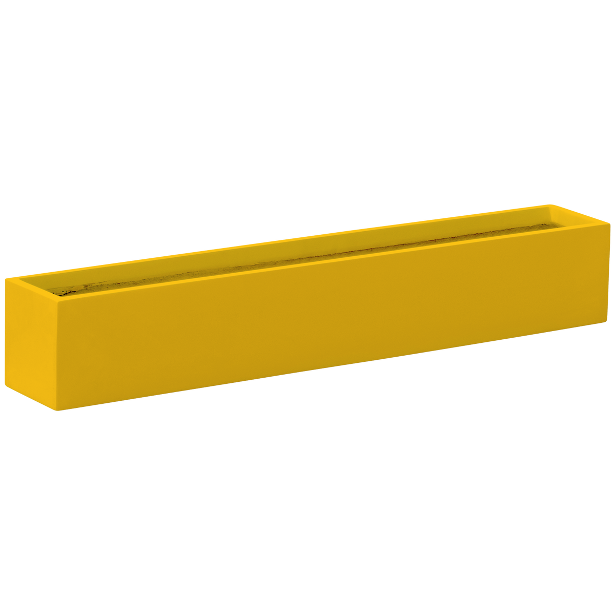 Monaco rectangle fiberglass planter in Gloss Saffron, studio render