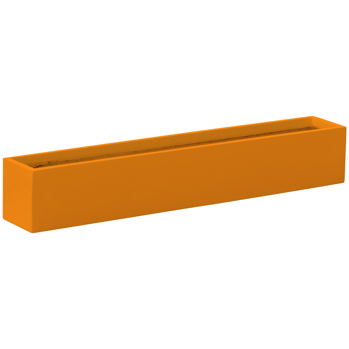 Monaco rectangle fiberglass planter in Gloss Tangerine, studio render