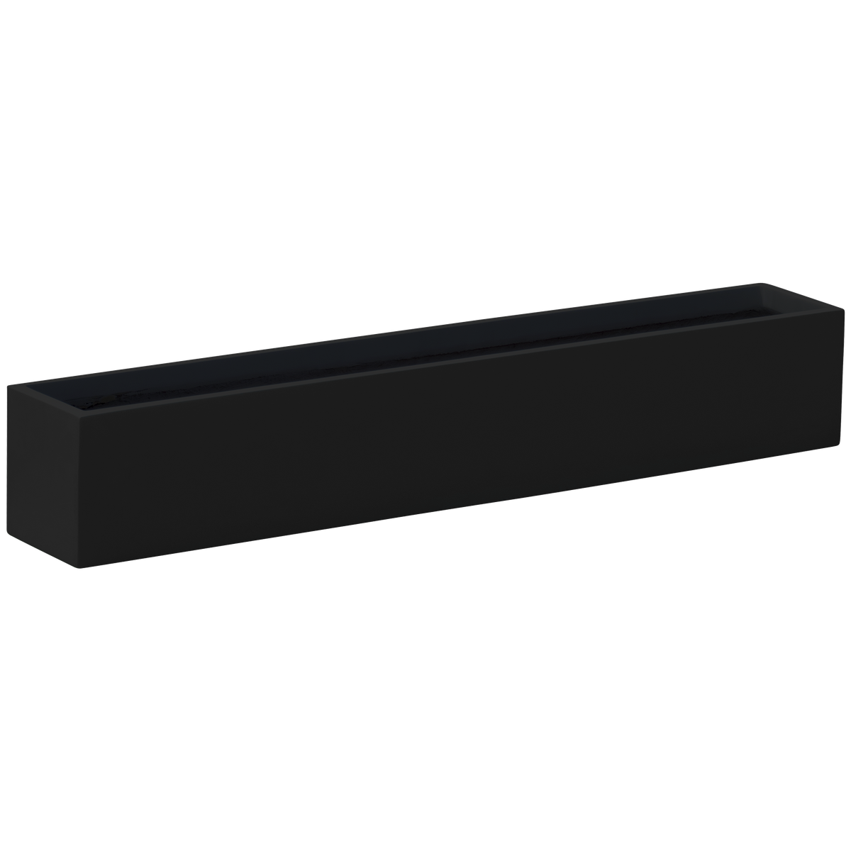 Monaco rectangle fiberglass planter in Matte Black, studio render