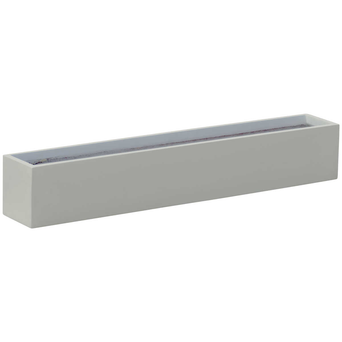 Monaco rectangle fiberglass planter in Matte Cement Grey, studio render