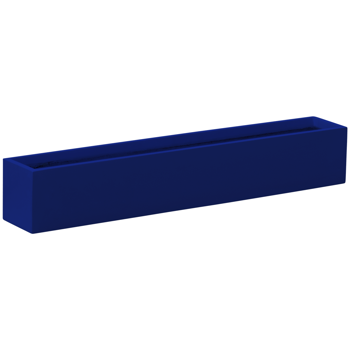 Monaco rectangle fiberglass planter in Matte Cobalt Blue, studio render