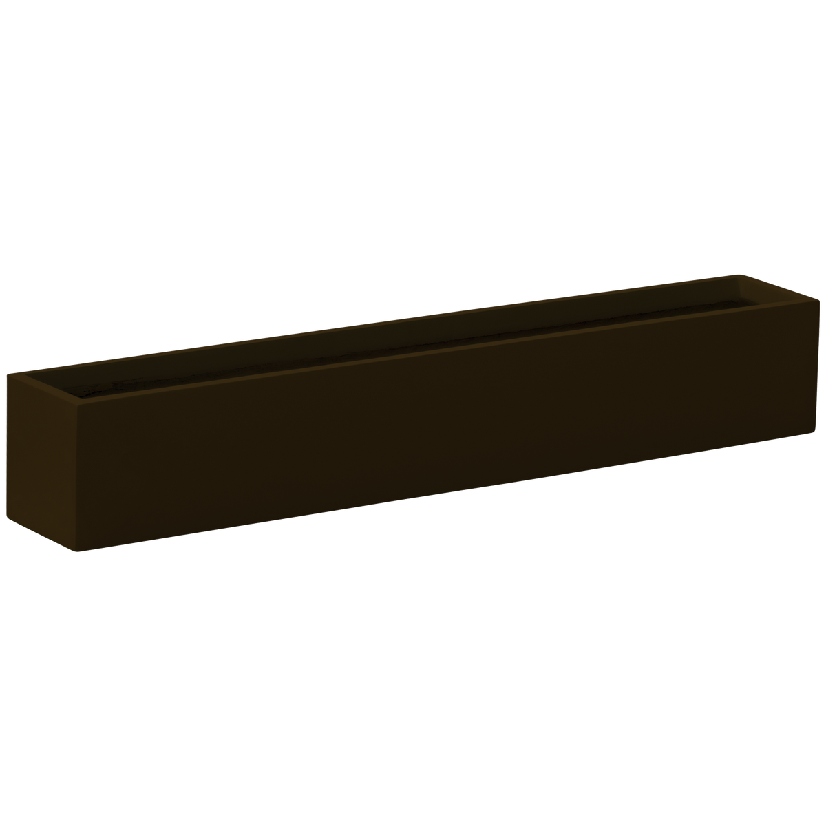 Monaco rectangle fiberglass planter in Matte Dark Brown, studio render