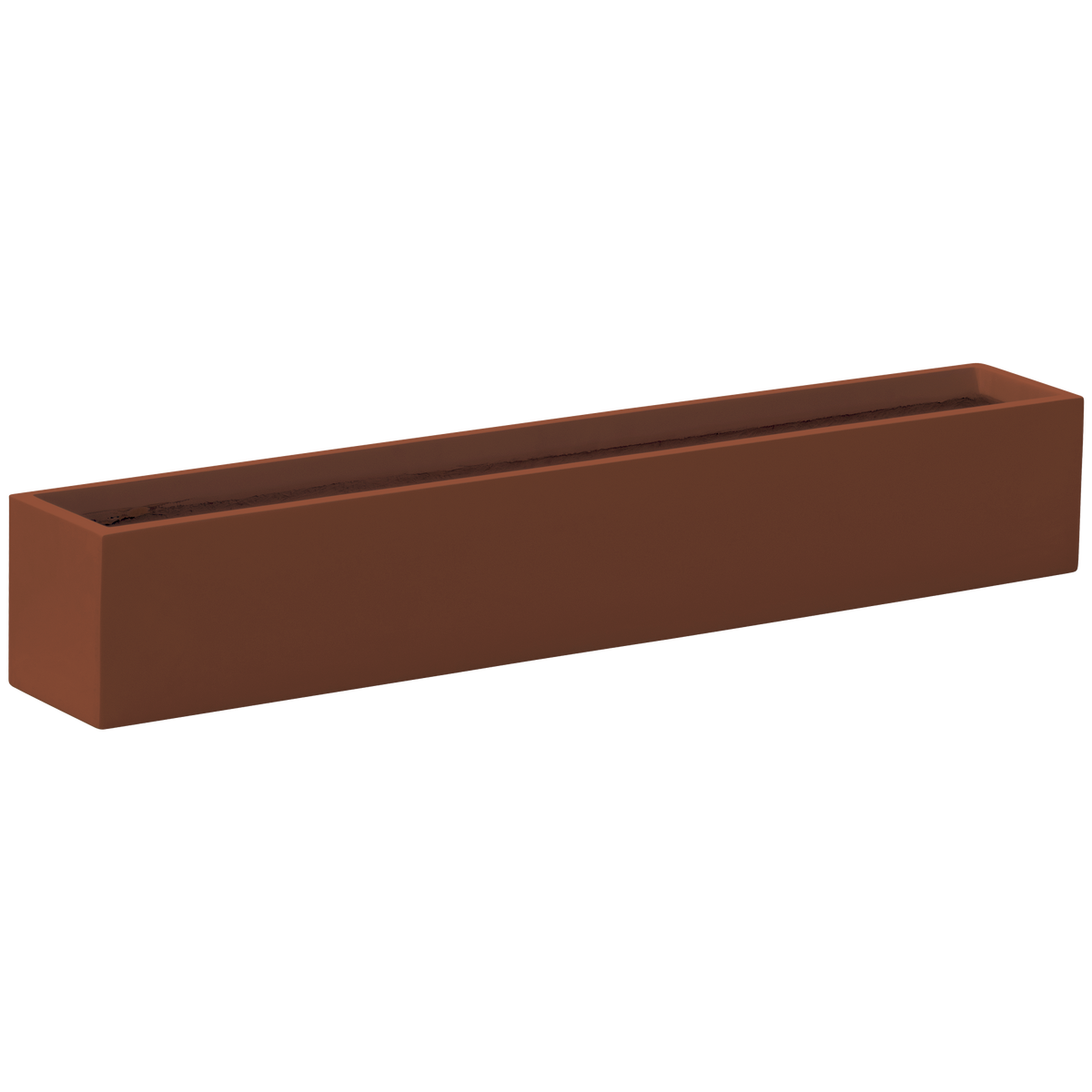 Monaco rectangle fiberglass planter in Matte Terra Cotta, studio render