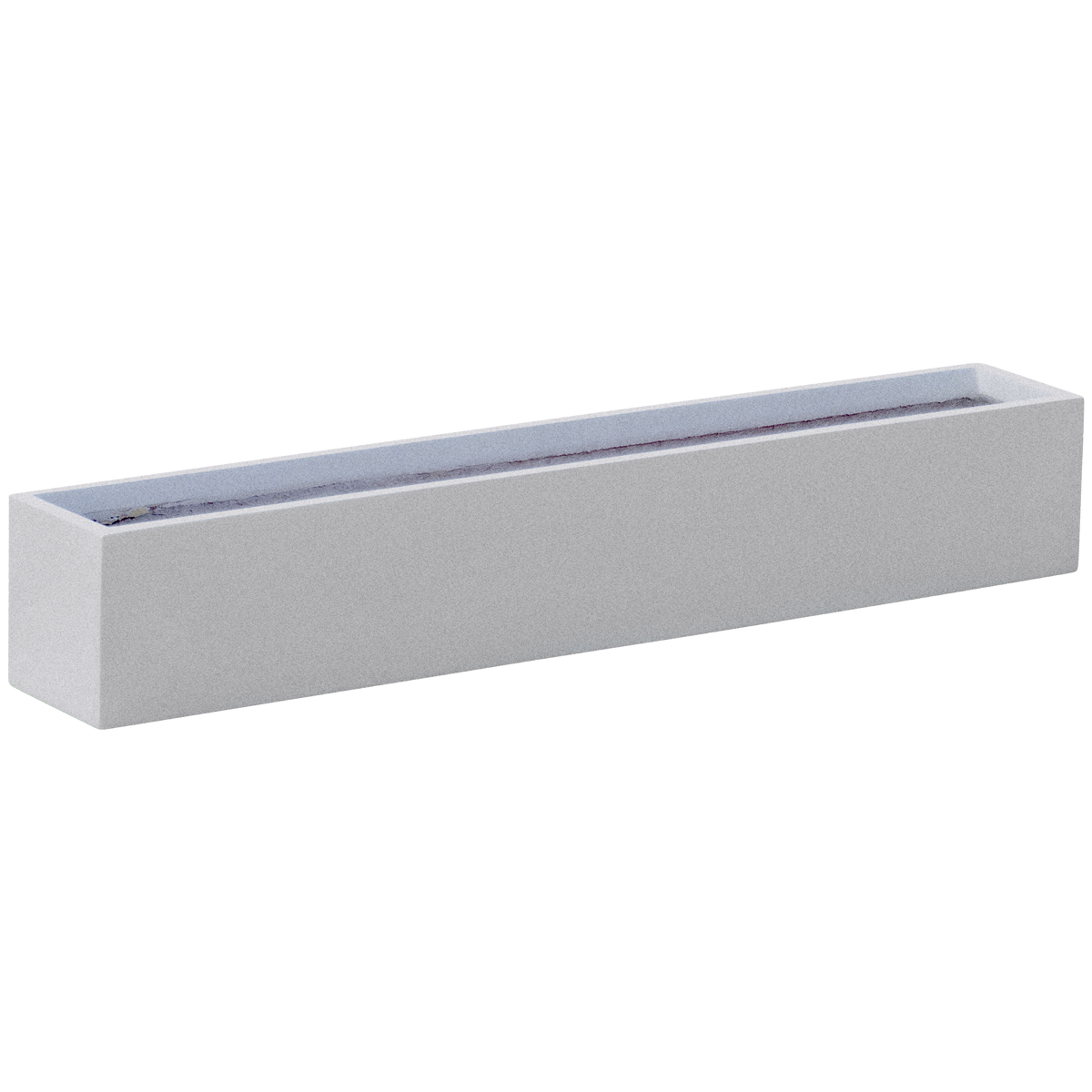 Monaco rectangle fiberglass planter in Metallic Silver, studio render
