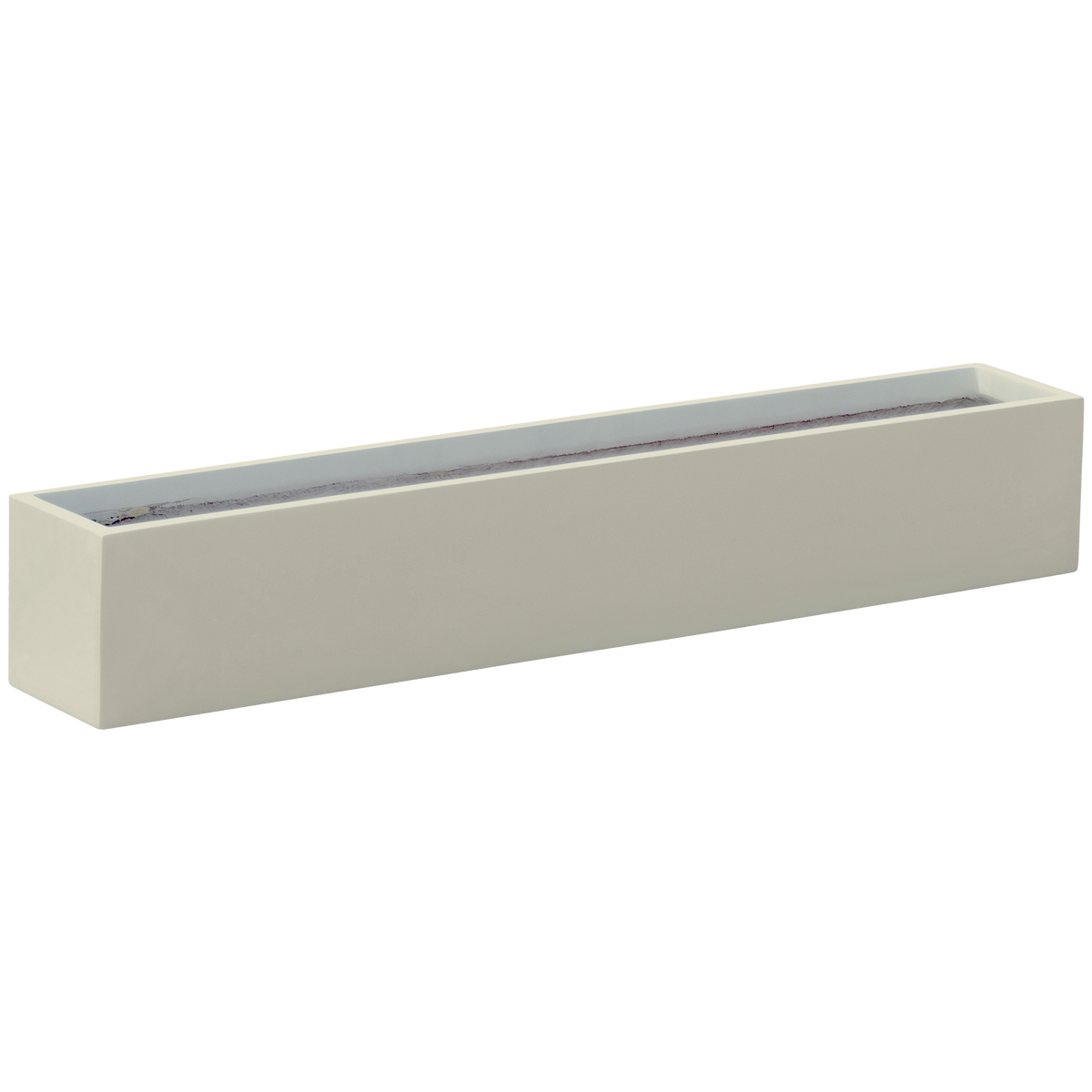 Monaco rectangle fiberglass planter in Satin Beige, studio render