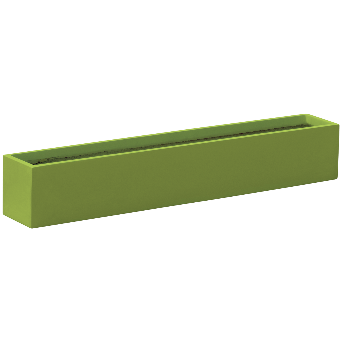 Monaco rectangle fiberglass planter in Satin Green, studio render
