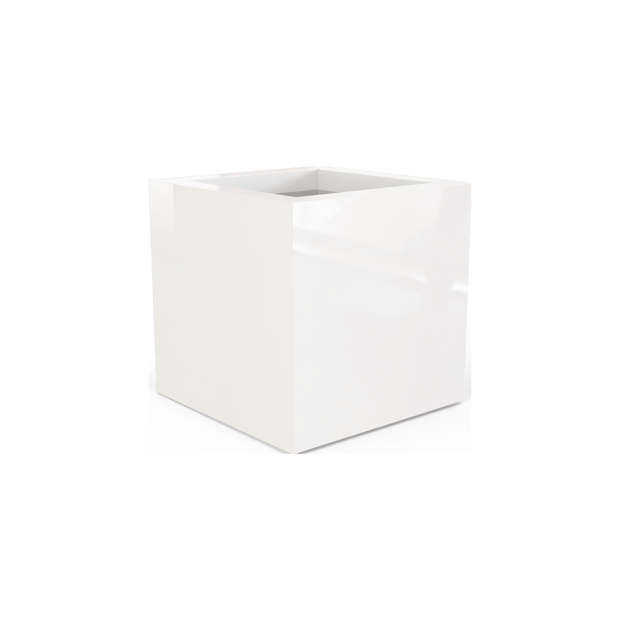 Montroy cube fiberglass planter in Gloss Bright White