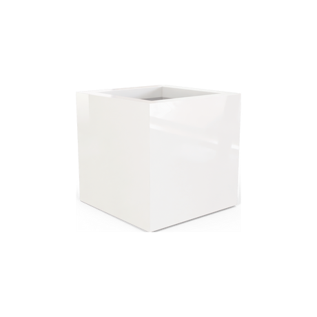 Montroy cube fiberglass planter in Gloss Bright White