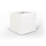 Montroy cube fiberglass planter in Gloss Bright White, studio render