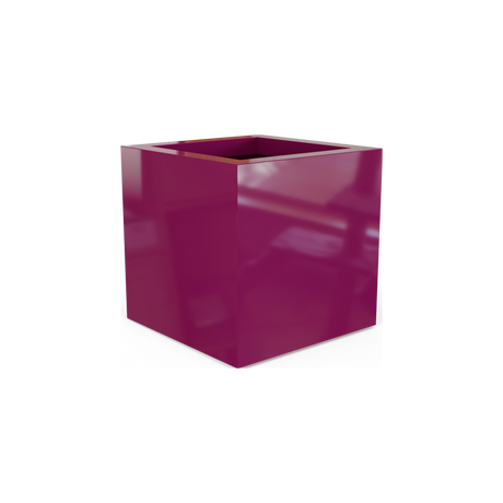 Montroy cube fiberglass planter in Gloss Eggplant