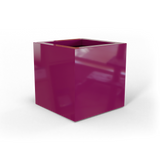 Montroy cube fiberglass planter in Gloss Eggplant, studio render