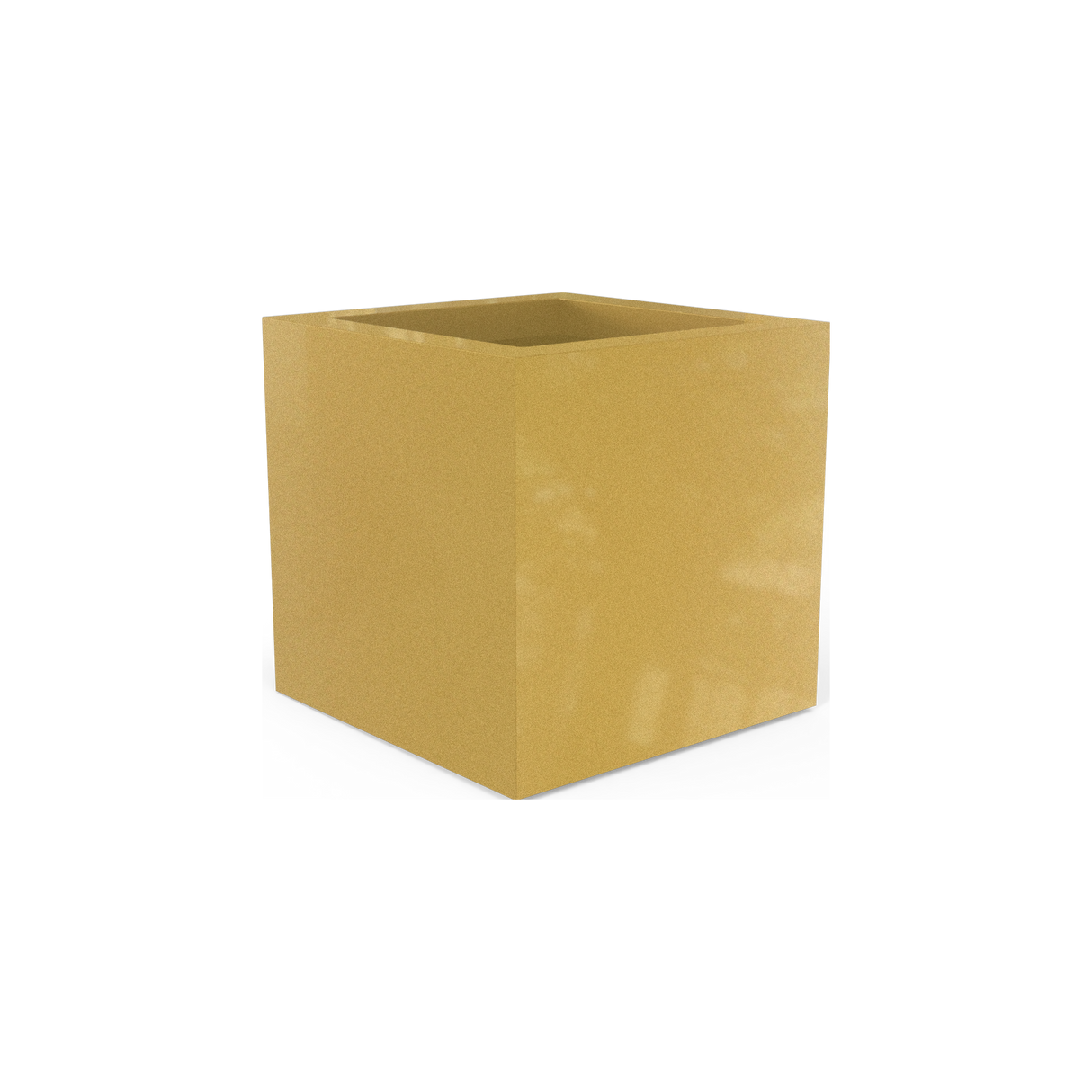 Montroy cube fiberglass planter in Gloss Metallic Gold