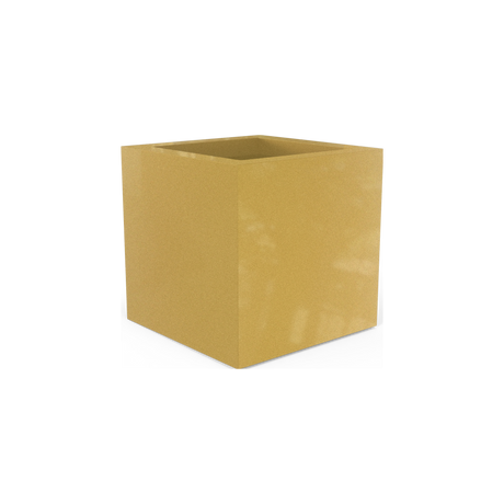 Montroy cube fiberglass planter in Gloss Metallic Gold
