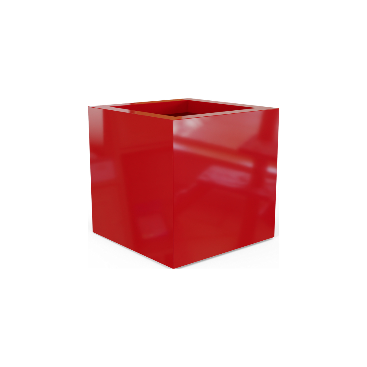 Montroy cube fiberglass planter in Gloss Red