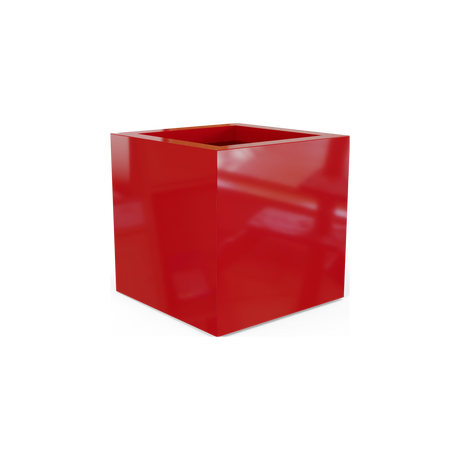 Montroy cube fiberglass planter in Gloss Red