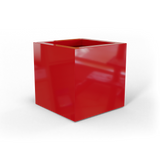 Montroy cube fiberglass planter in Gloss Red, studio render