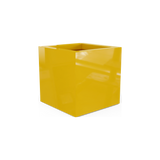 Montroy cube fiberglass planter in Gloss Saffron