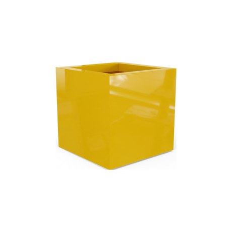 Montroy cube fiberglass planter in Gloss Saffron