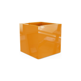 Montroy cube fiberglass planter in Gloss Tangerine