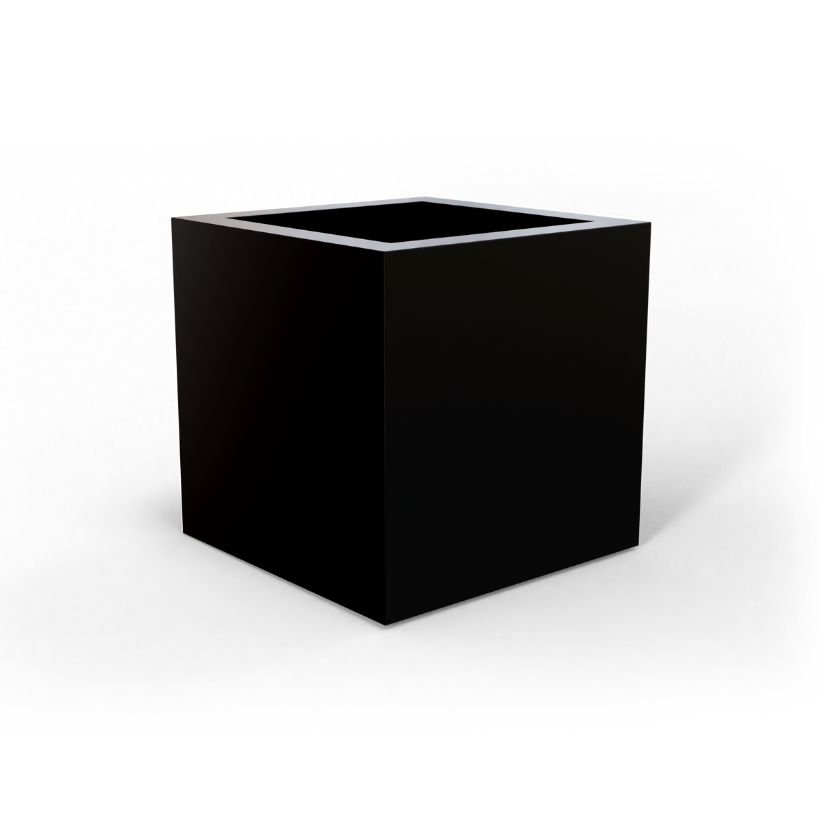 Montroy cube fiberglass planter in Matte Black, studio render