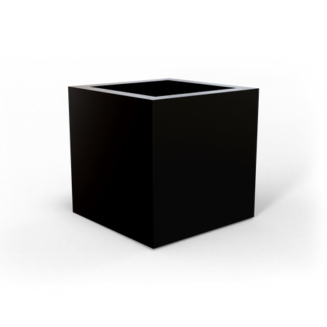 Montroy cube fiberglass planter in Matte Black, studio render
