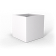 Montroy cube fiberglass planter in Matte Bright White, studio render